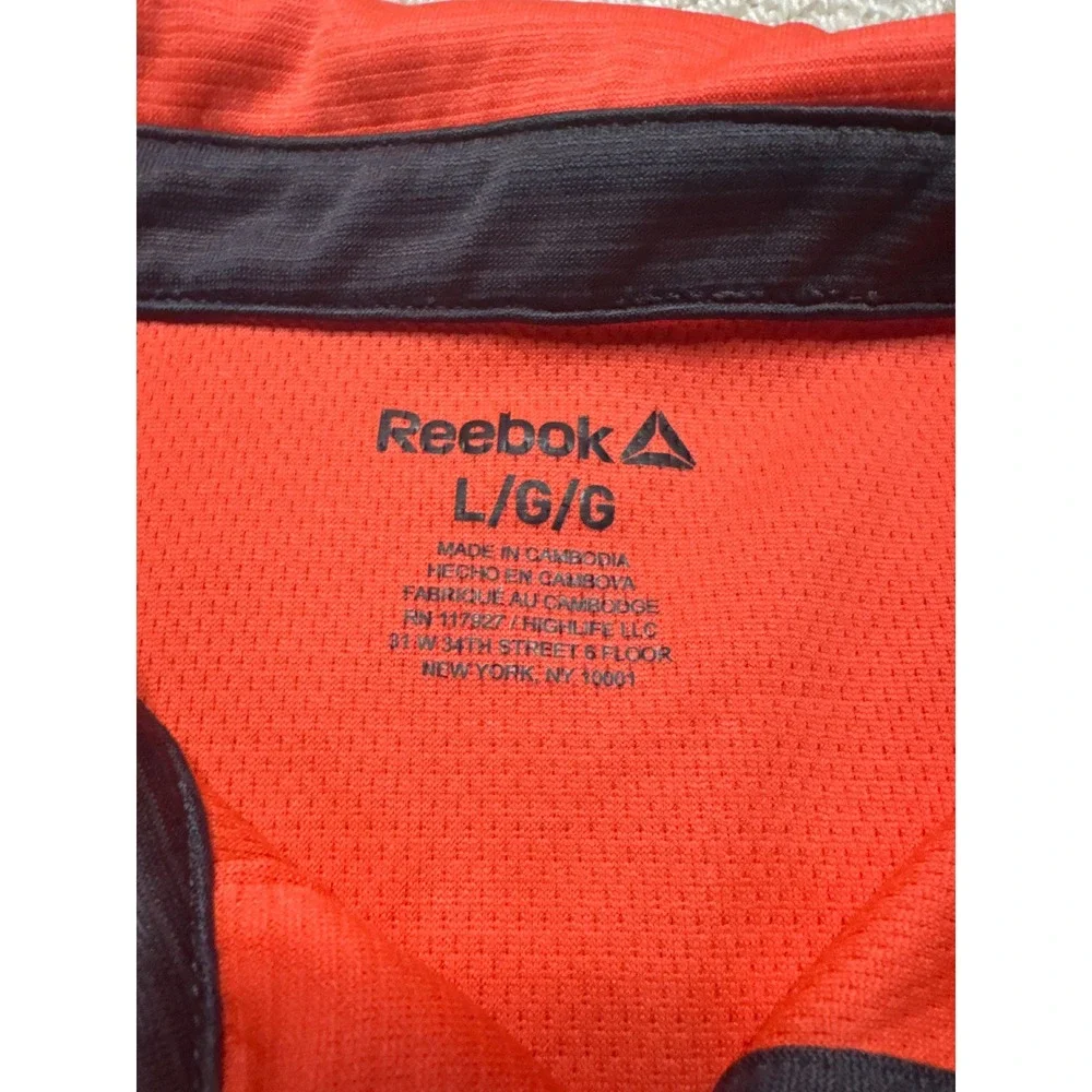 Reebok‎ Performance Polo Shirt Orange Mens L Short Sleeve Textured Golf Active